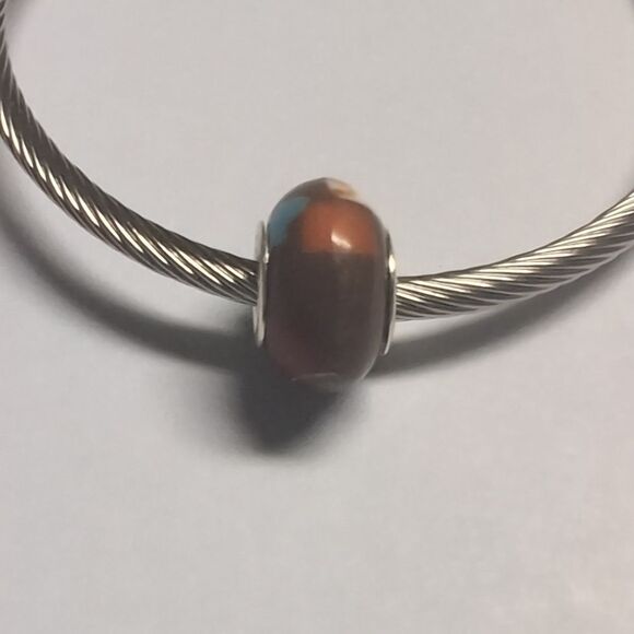 Brown Purple Red White Block Charm for Pandora Style Bracelet‎ - Picture 3 of 5
